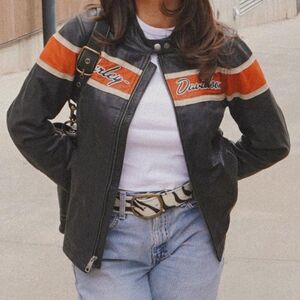 Harley-davidson Women's Black and Brown Jacket